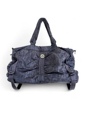 Lululemon Bon Voyage Rare Large Duffle Weekender Gym Bag Gray Print Yoga Pilates